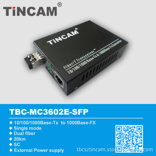 10/100/1000m Fiber Optic to RJ45 SFP Media Converter